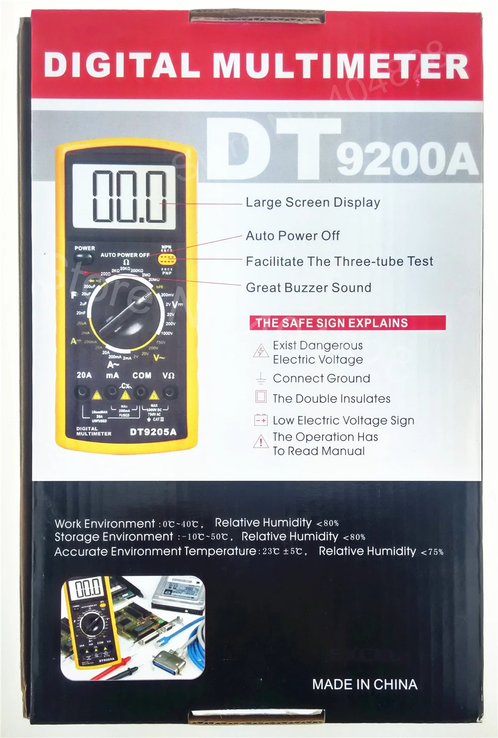 Multimetro digitale Excel DT9205A, Giallo/Nero.