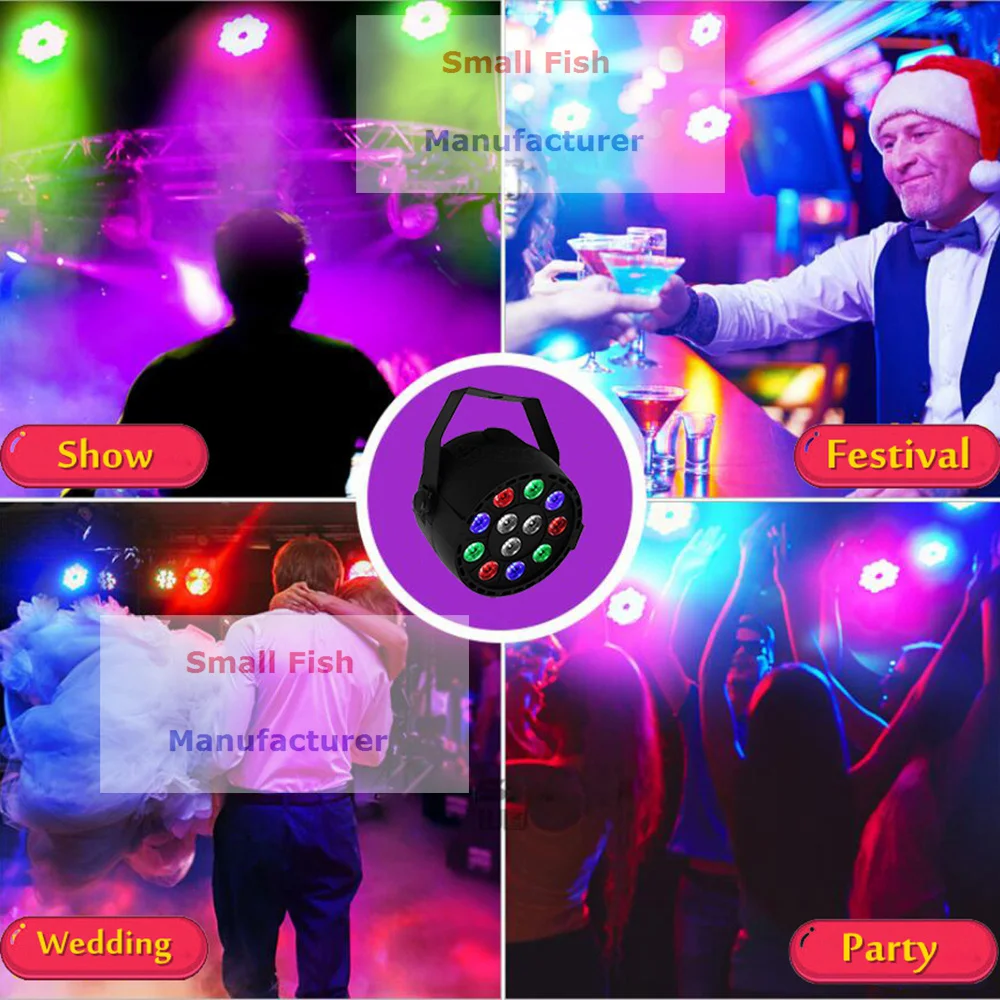 4Pcs/Lot LED Stage Wash Lighting Effect 12X3W Flat LED Par Lights RGBW 4 Colors DMX512 Dj Disco Lamp KTV Bar Party Stage Lights