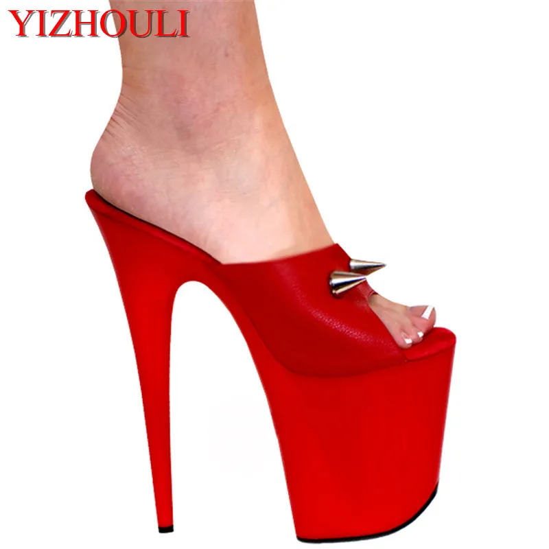 

20cm Nail decoration high-heeled sandals posed , evening shoes, Europe and the United States big yards female Dance Shoes