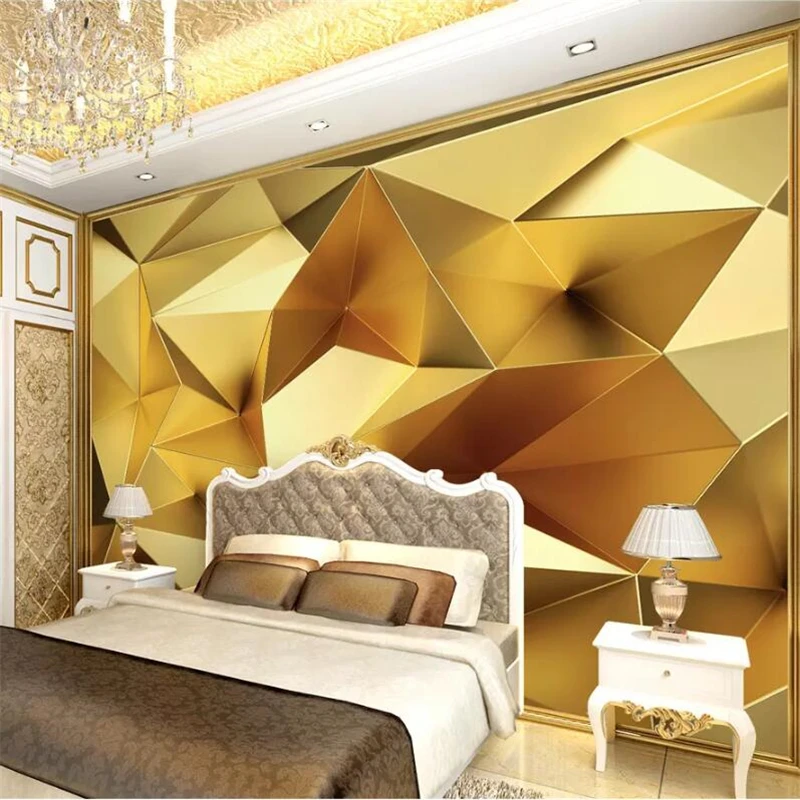 

beibehang papel de parede Custom wallpaper 3D photo mural luxury gold geometric polygon European TV background wall paper mural