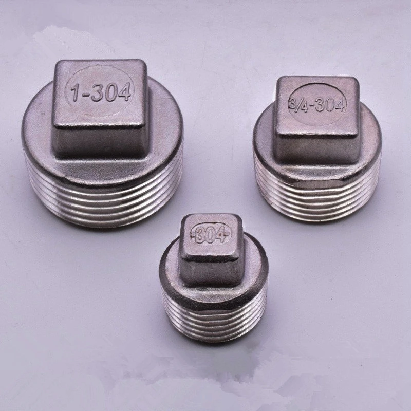 

5pcs 304 Stainless steel Square Head Pipe fitting Plug 1/8" 1/4" 3/8" 1/2" 3/4" 1" NPT Malleable male threaded NPT