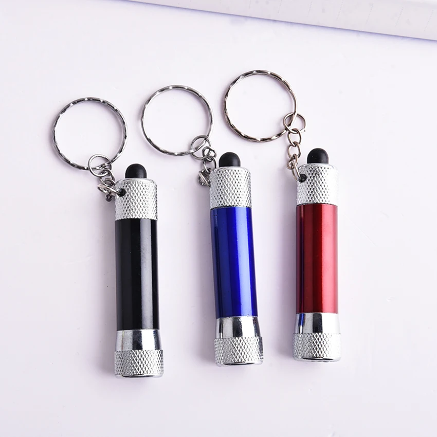 Senter Mini LED Lampu Keras dengan Baterai Gantungan Kunci Tidak Termasuk, Senter Darurat Portabel untuk Berkemah, Mendaki, Berburu
