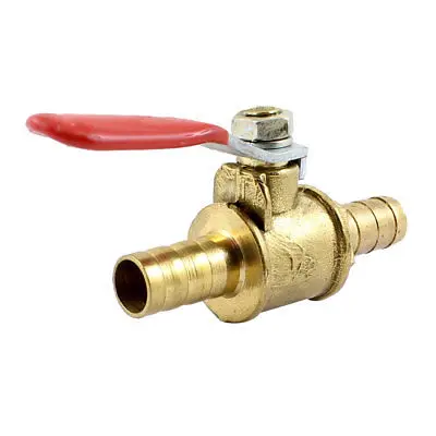 8mm Hose Tail Pipe Fitting Red Lever Handle Ball Valve