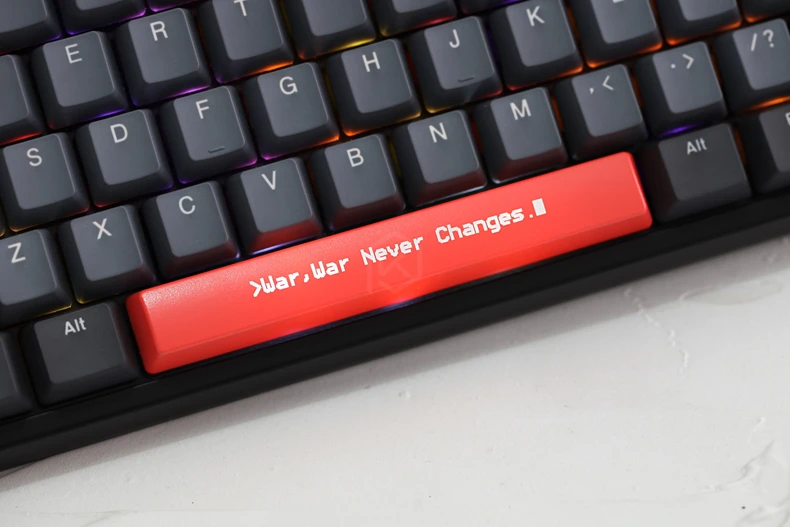 Novelty Shine Through Keycaps ABS Etched, Shine-Through war never changes black red custom mechanical keyboard spacebar