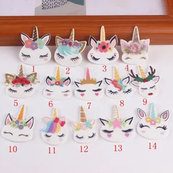 30 pieces/lot planar resin cute unicorn head kawaii resin cabochons accessories