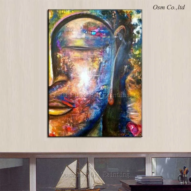 High Quality Hand-painted Colorful Buddha Oil Painting Wall Art for Room Decor Religion Buddha Oil Painting On Canvas No Framed