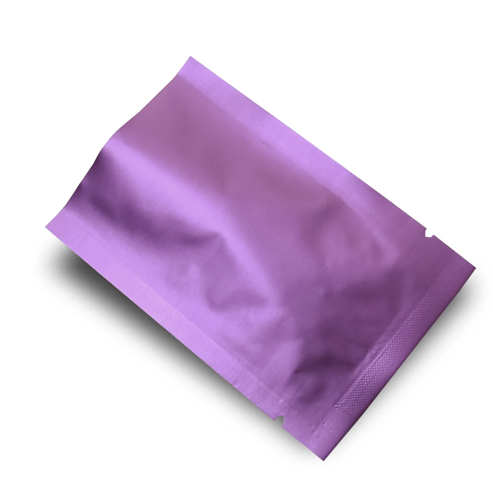 Matte Light Purple Heat Seal Open Top Pure Aluminum Packaging Bag Vacuum Mylar Foil Storage Bags For Food Cosmetic Mask Packing