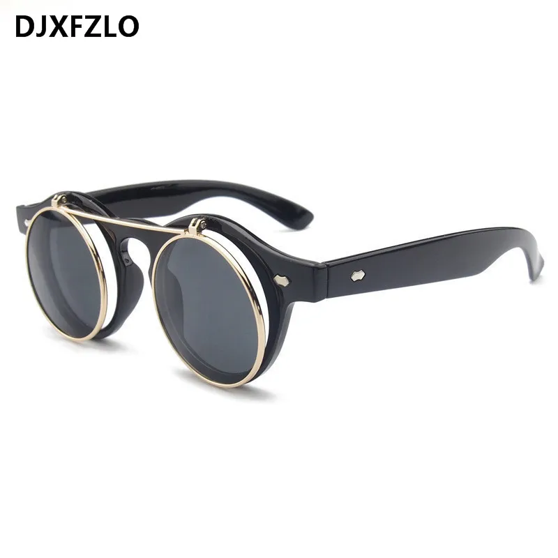 DJXFZLO Fashion Retro Steampunk Sunglasses Women Round Glasses Brand Designer Vintage Steam Punk Sun Glasses oculos gafas de sol