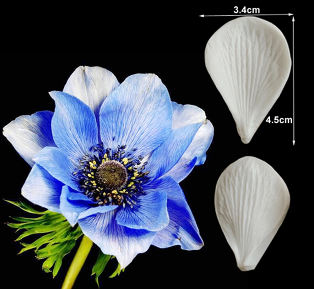 Anemone Petal Veiners Silicone Molds Fondant Sugarcraft Gumpaste Clay Water Paper Cake Decorating Tools CS227