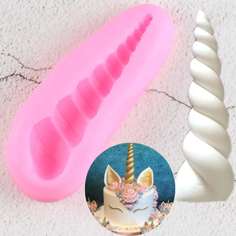 3D Unicorn Horn Fondant Mold Cupcake Topper Silicone Mold DIY Party Cake Decorating Tools Jelly Candy Chocolate Gumpaste Mould