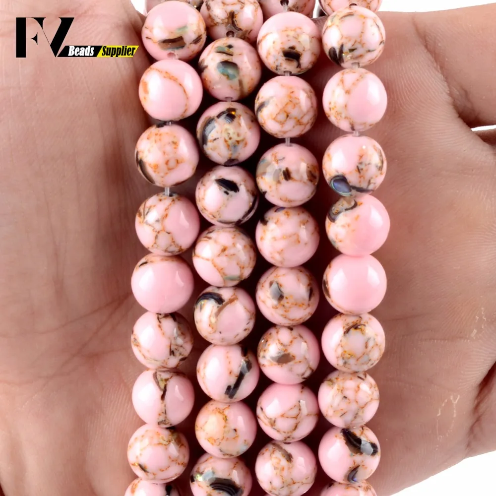 Perline di pietra turchese Howlite rosa chiaro naturale per creazione di gioielli 4mm-12mm perline distanziate allentate rotonde misura collana