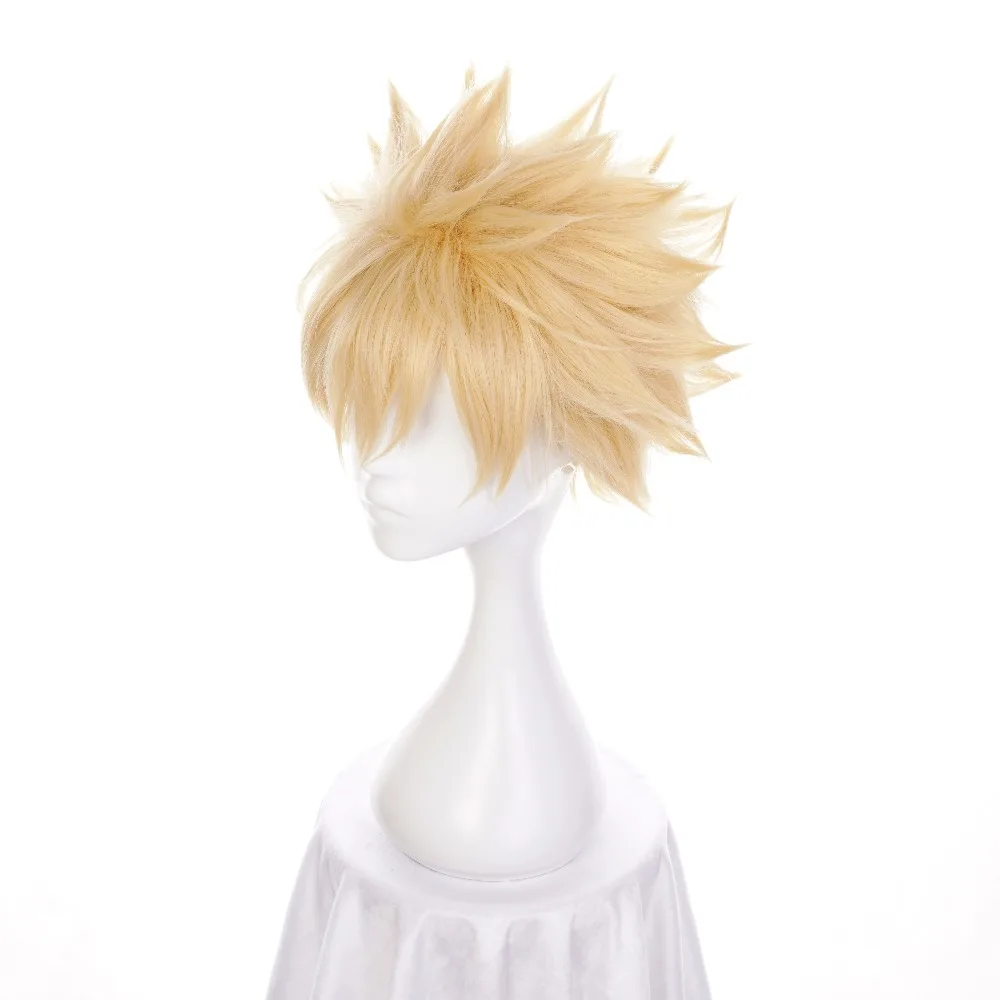 Ccutoo 12 "Ánh Sáng Vàng Ngắn Lông Tơ Lớp Tóc Tổng Hợp Bakugou Katsuki My Hero Giới Học Thuật Baku Không Anh Hùng Cosplay Full bộ Tóc Giả