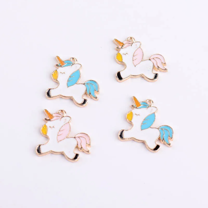 

10pcs 18*18mm Cute DIY Enamel Unicorn Pendant Jewelry Findings Gold Color Charms Handmade Necklace Girls Kids Accessory YZ447