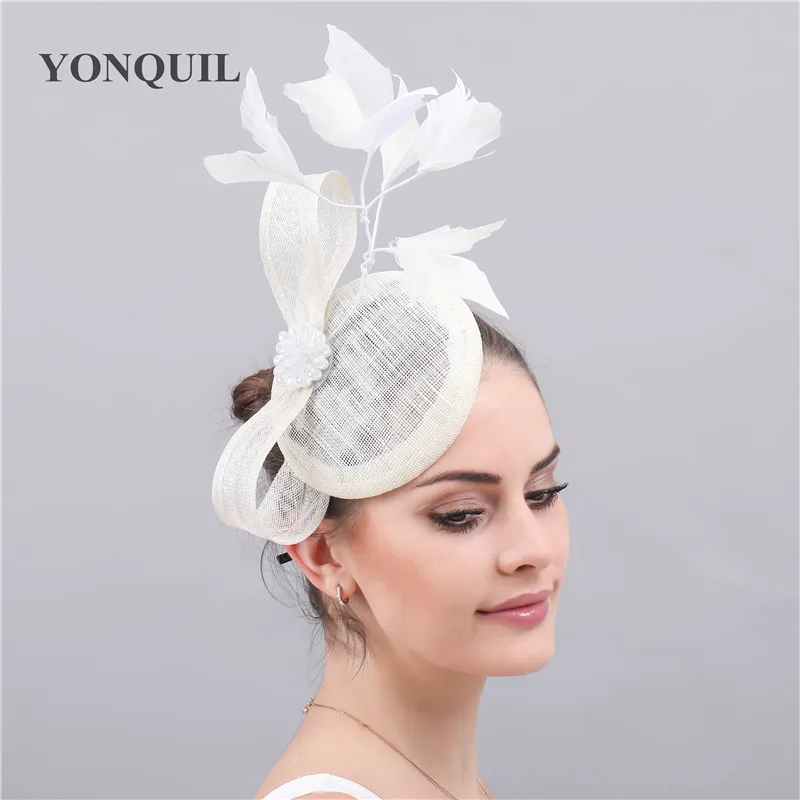 Ivory Fascinator Accessory In Women's Fedora Sinamay Chapeau Female Ladies Elegant Vintage Wedding Occasion Race Headwear SYF523