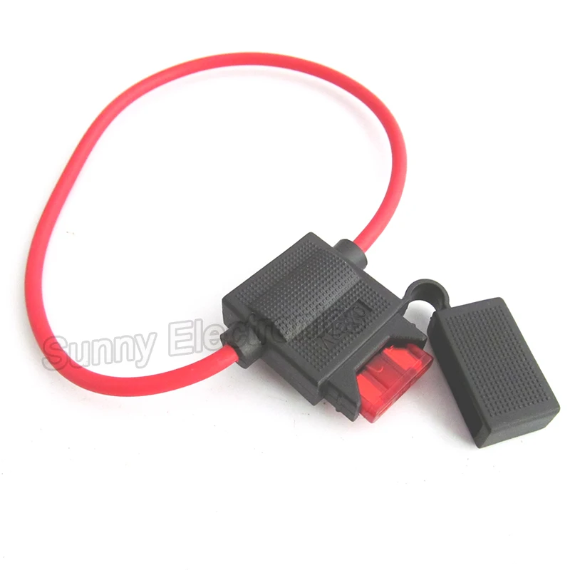 Waterproof 32V  Medium Auto Fuse Holder 16AWG and Car Blade Fuse 2A 3A 5A 7.5A 10A 15A 20A 25A 30A 35A 40A