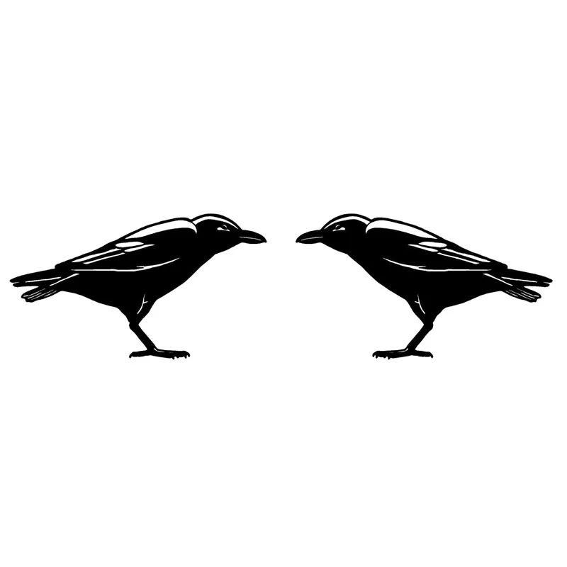 14.4X8.2CM 2X RAVEN BIRD Left&Right Funny Vinyl Decals Black Silver Car Stickers S6-2393