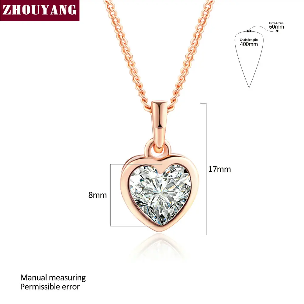 Top Quality Heart Crystal Rose Gold Color Fashion Pendant Jewelry Made with Austria Crystal ZYN129 ZYN130