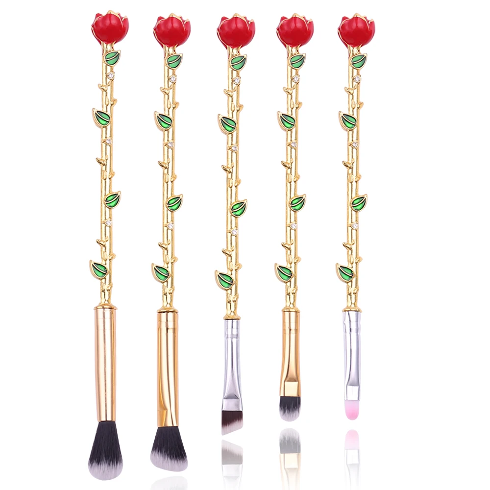 Beauty and the Beast Rose Flower Makeup Brushes Set Kit Cosmetic Brush Eyeshadow Eyebrow Foundation Brush Soft Synthetic Hair image 3