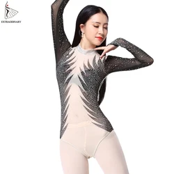 New Women Sexy Leotard Long Sleeves High Bodysuit Dance Wear Tops Belly Dance Costumes Bottoming Shirt Practice Clothes