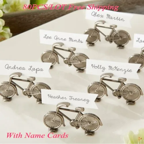 80Pcs/Lot Antique Photo Holder Wedding Gift of Bicycle Place Card Holders For Party Decoration Favors and Guest Seat Name Holder