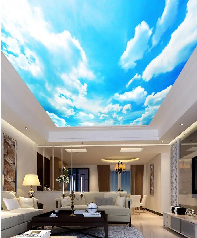 

Blue sky sunny living room bedroom ceiling Landscape wallpaper murals ceilings Home Decoration