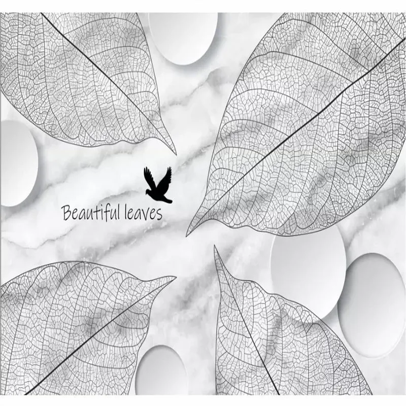 Custom Mural Wallpaper Abstract Black and White Plant Texture Background Wall