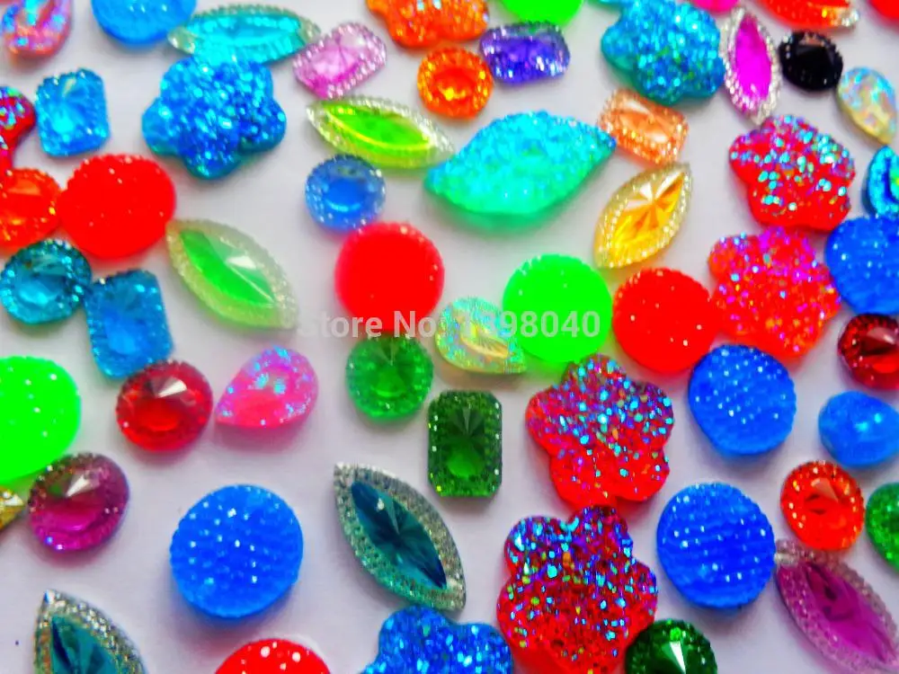 Mixed colour  mixed shape Sew on  Resin crystal   rhinestones accessory  gemstone strass  200pcs/bag