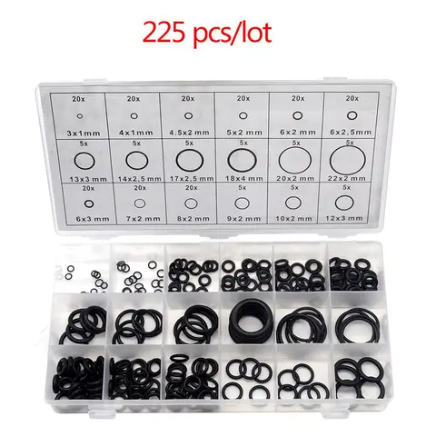 225pcs Rubber O-Ring Assortment Kit in Plastic Box VENSTPOW