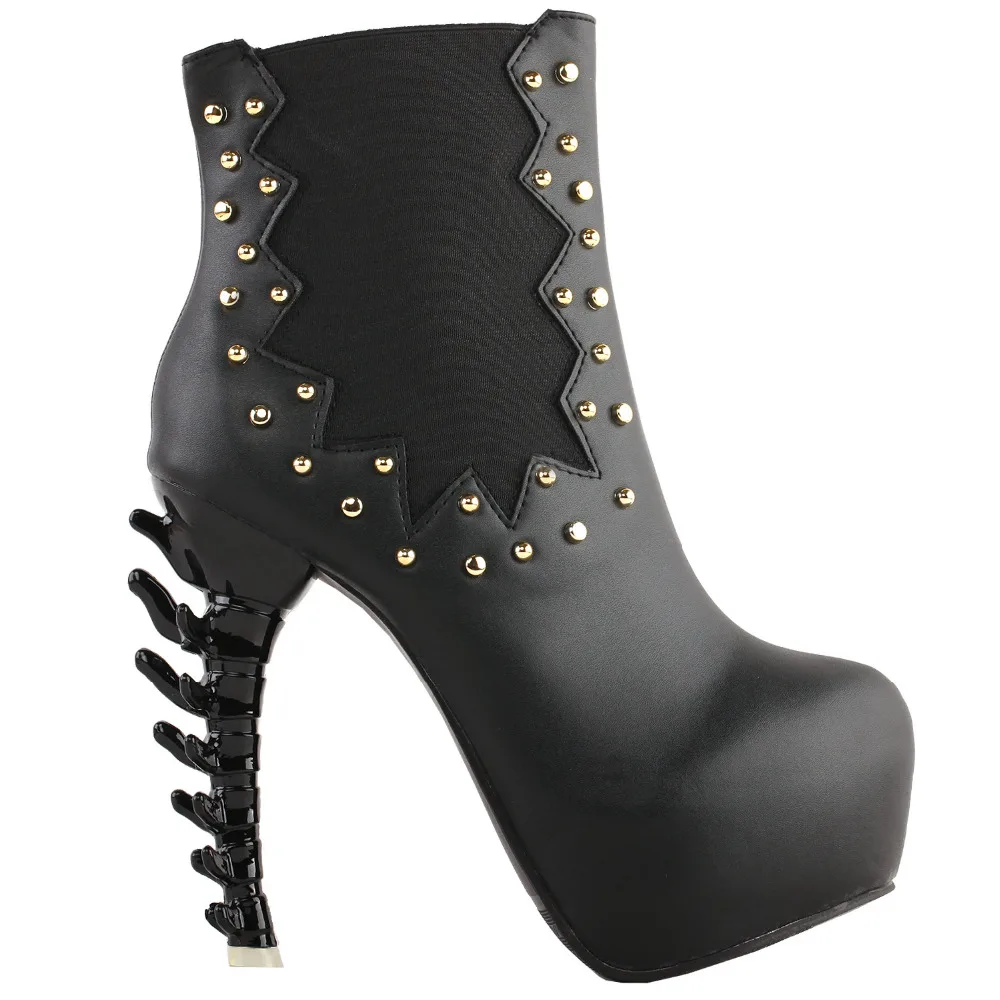 Lf80678 mostrar história punk preto studs alto-topo osso plataforma tornozelo botas