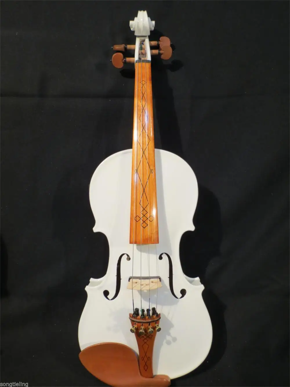 Excellent white color New model 4/4 electric violin +Acoustic violin #8172