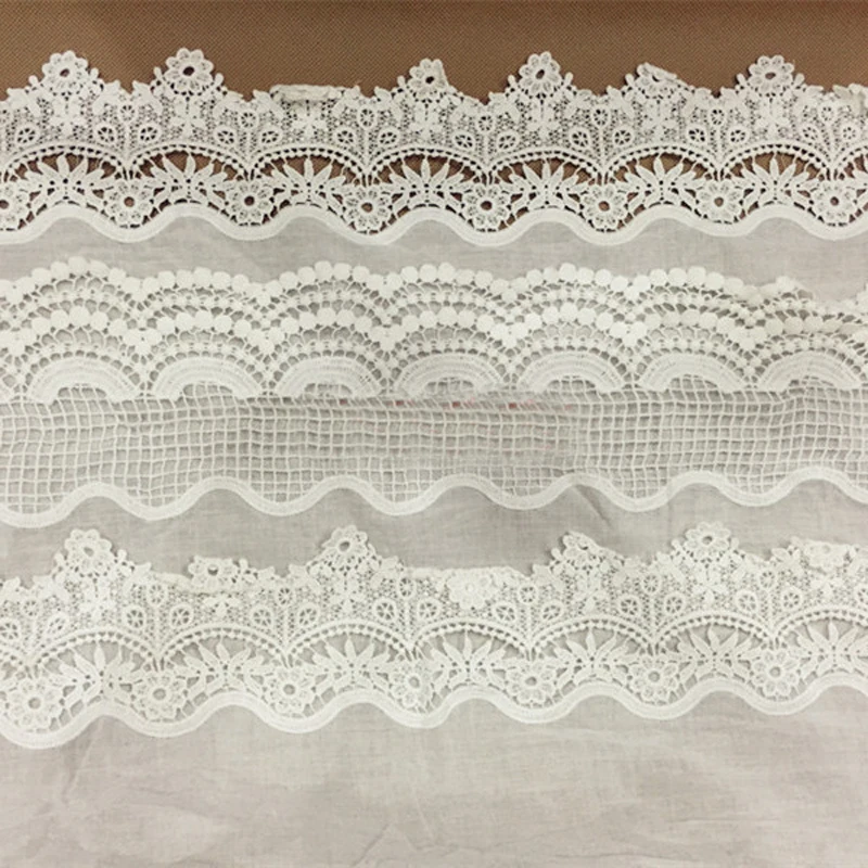 

2 yard 36cm 14.17" wide ivory cotton fabric embroidery lace trim ribbon 1027025L4K780