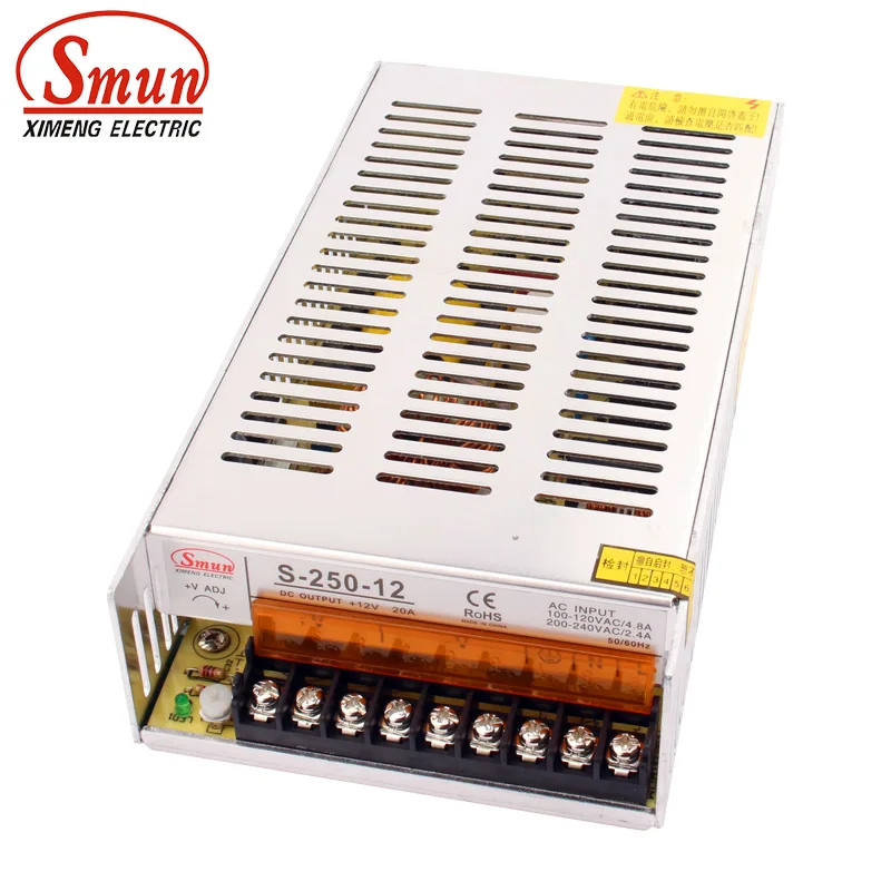 SMUN S-250-12 Switching Power Supply 250W 12VDC 20A Single Output AC/DC SMPS With CE RoHS Approved