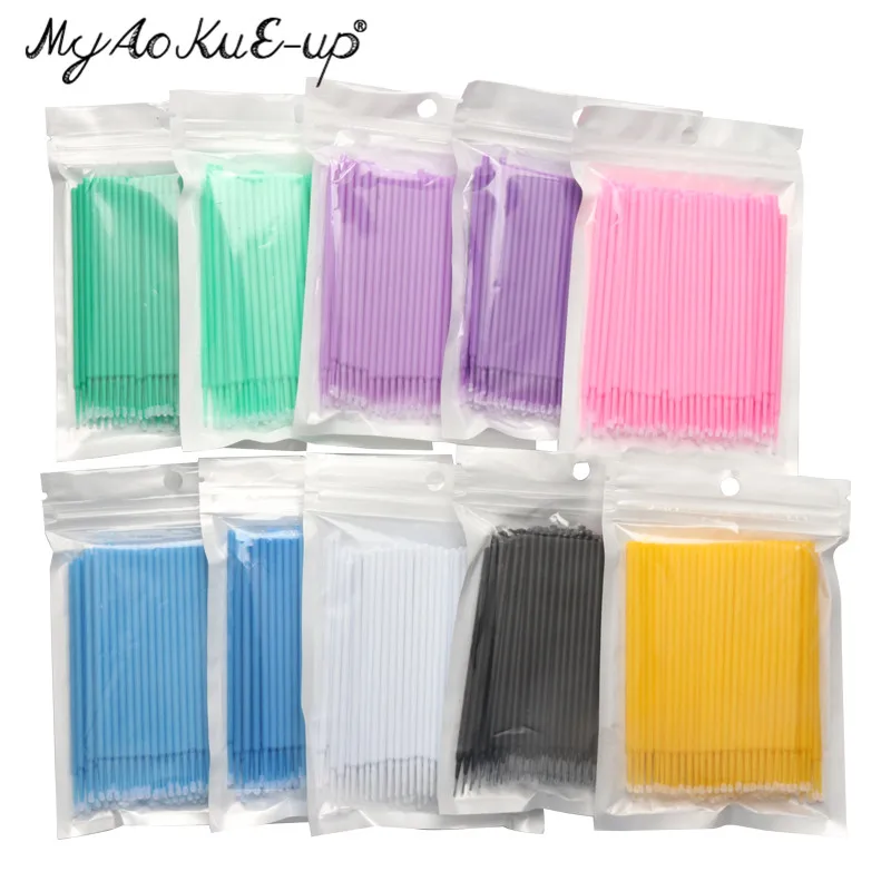 100pcs Makeup Eyelash Brushes Microbrush Mini brushes Extension Disposable Applicator Wand Applicators Mascara Brushes Tools