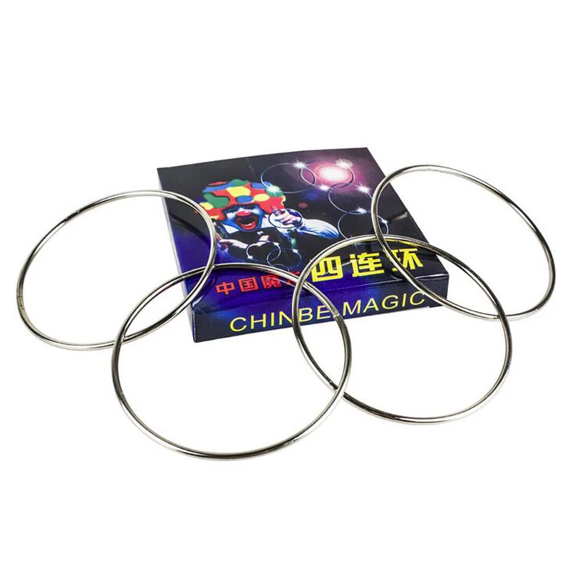 1sets Four Connected Linking Rings 4 Linking Rings  Steel Pipe diameter 10cm street Magic Tricks  Magic Props 81487