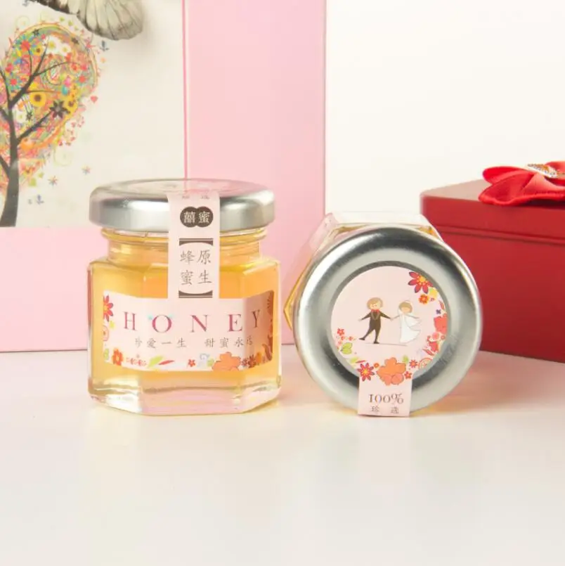 Wholesale 45ml transparent glass bottles jam jars honey food sealed storage tank for wedding LX1072