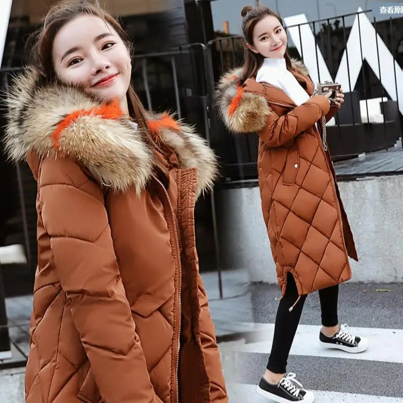 ENLU Neue Lange Parkas Weibliche Frauen Winter Mantel Dicke Warme Baumwolle Mit Kapuze Jacke Frauen Oberbekleidung Parkas für Frauen Winter