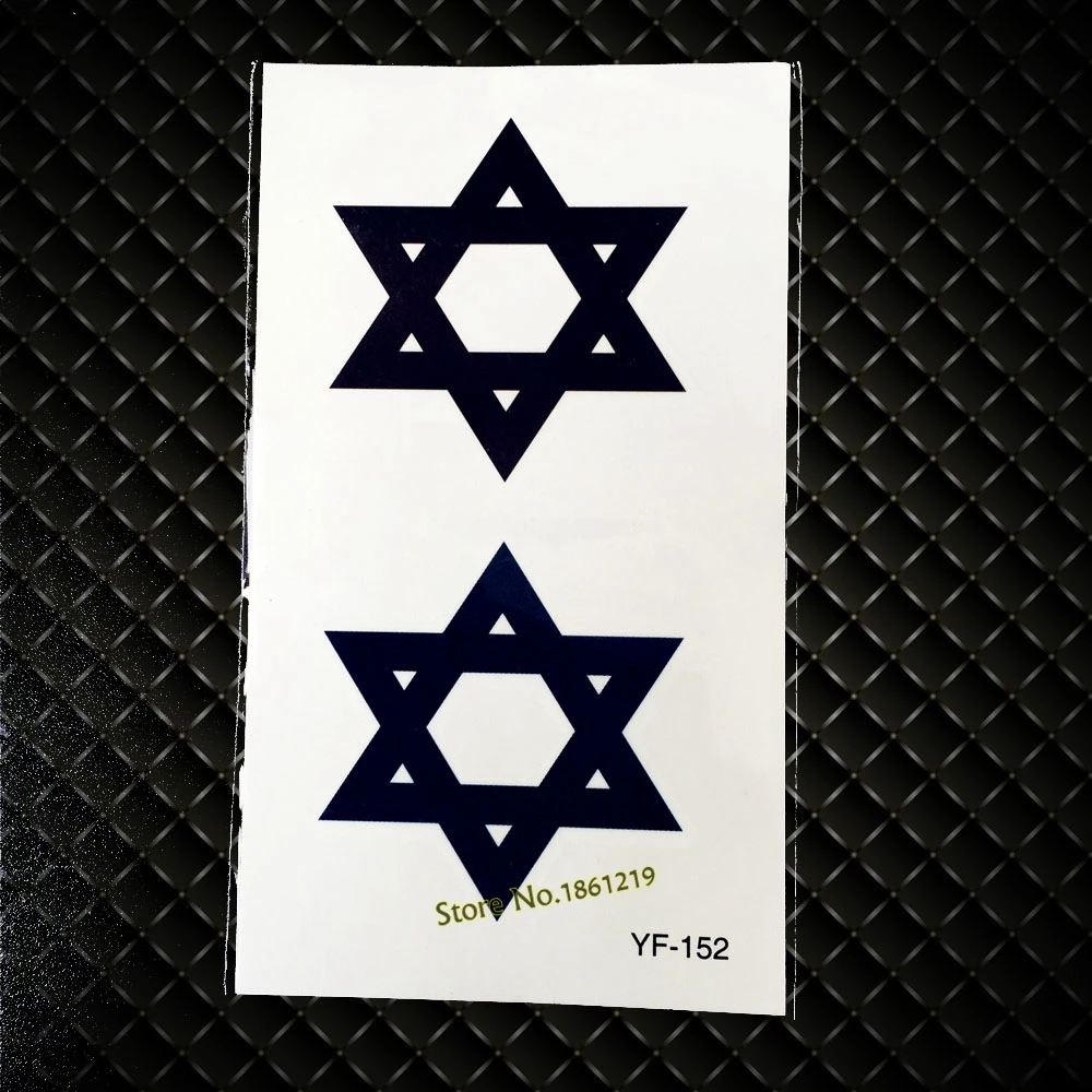 Black Blue Star of david shape tattoo for men women YF-152 Hexagonal design sexy nightclub body makeup temporary tattoo sticker