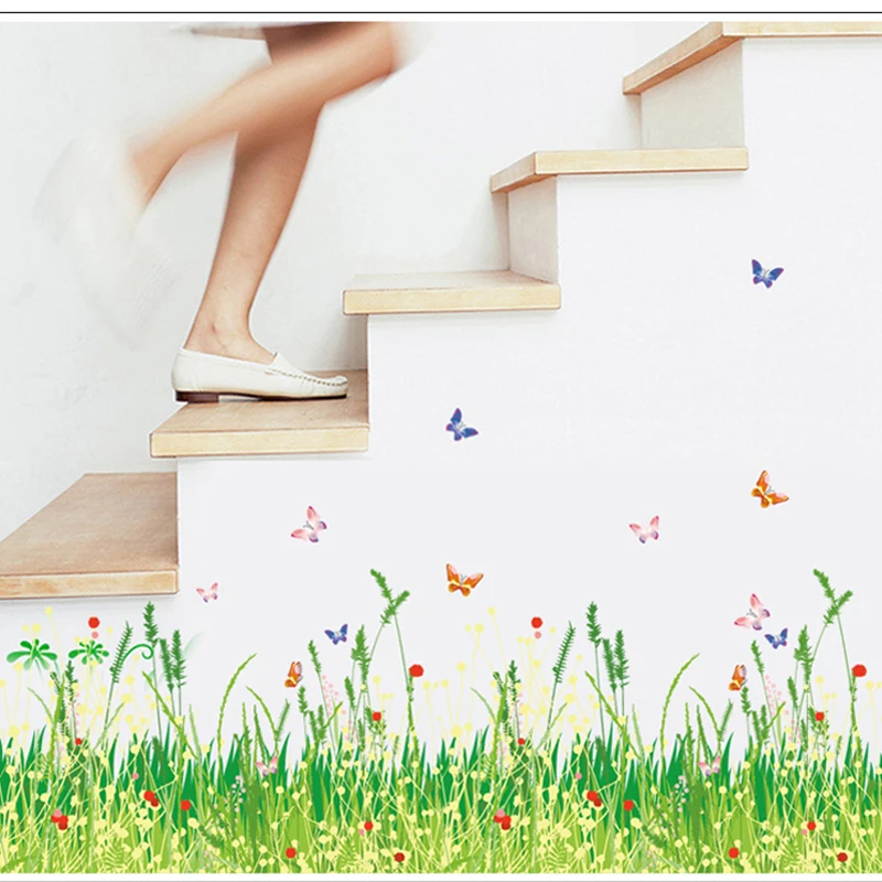 Baseboard Grassland Waterproof Removable Art Vinyl Wall Stickers Decor Kids Skirting Living Room Bedroom Mural Decals Home Decor