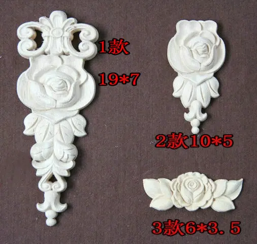 Long flower fashion wood shavings door furniture applique oak wood style dongyang wood carving