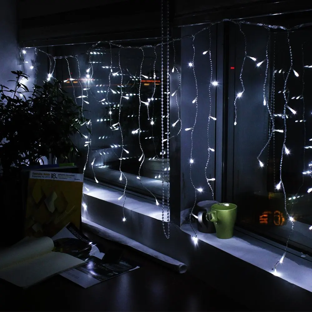 3pcs/lot led Curtain lights AC220V/110V led Icicle lights 4m 96Leds full color and cool white led String lights for Christmas