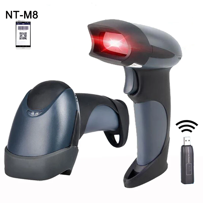 

New 433HMz M8 2D Wireless Handheld Barcode Scanner 280 scans/sec QR Code Barcode Reader for Mobile,Computer Screen Scanning