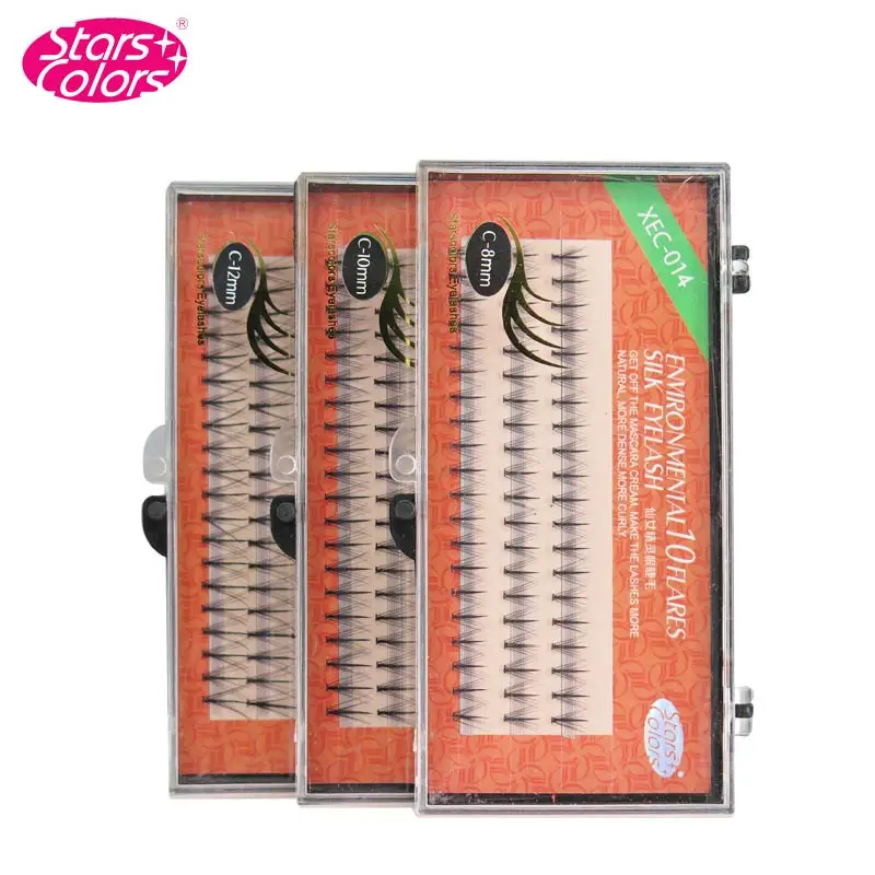 Starscolors C Curl Faux Silk False Lashes 8-12mm 10D 0.07mm Fake Eyelash High Quality Artificial Eyelash Eyelashes Extension