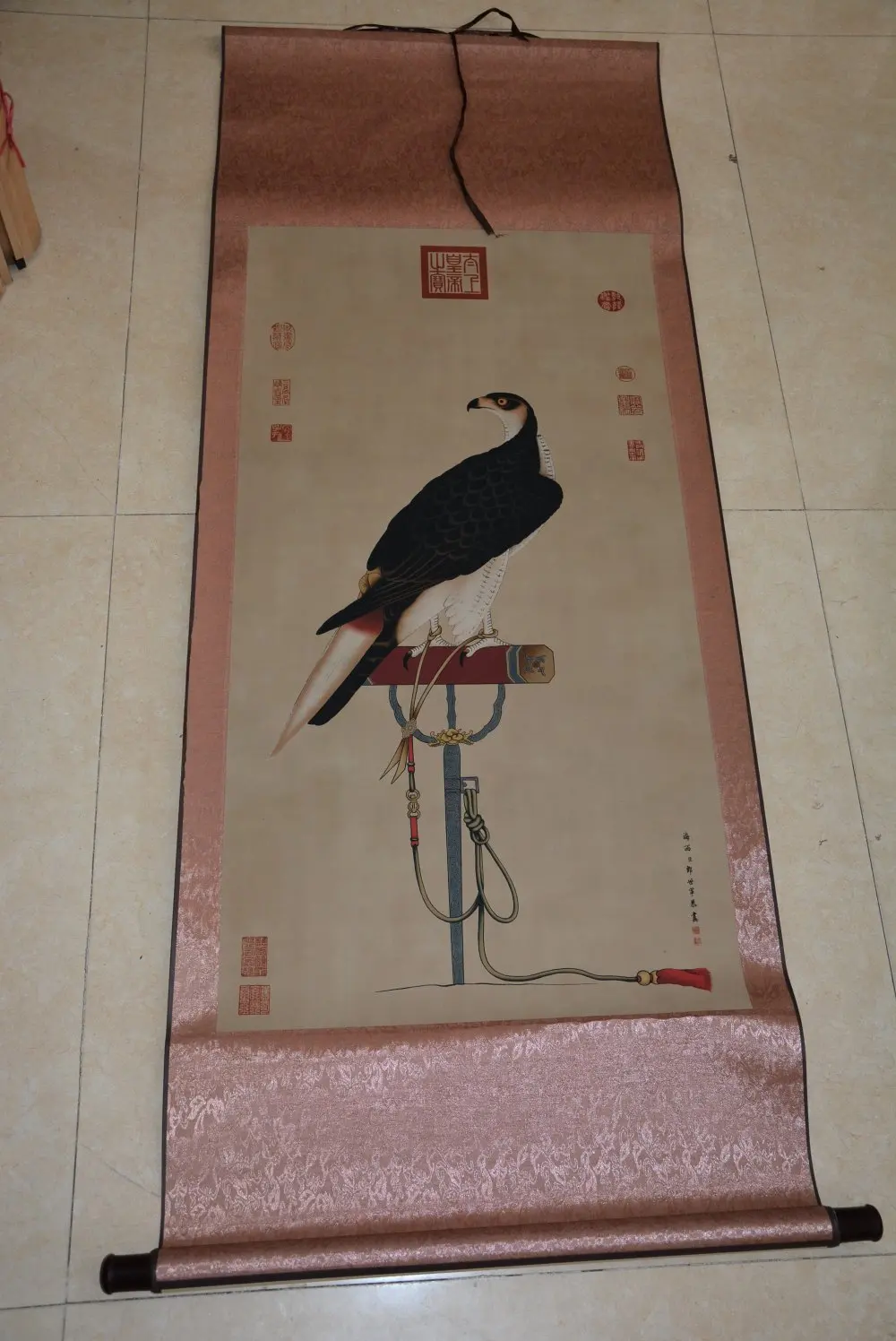 Hand-painted Chinese paintings, long axis of the Qing Dynasty in China,Eagle,Free shipping