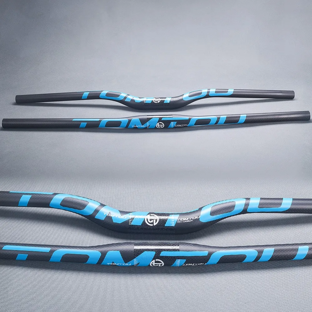 

TOMTOU Matte 3K Carbon Handlebar Bike MTB Horizontal Handlebars 31.8mm For Mountain Bicycle Accessories Blue Logo