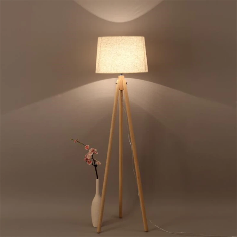 Fabric Cover LED floor lamp Modern lamps Wooden Materials standing lamps Atmosphere for living room bedroom kids room decoration