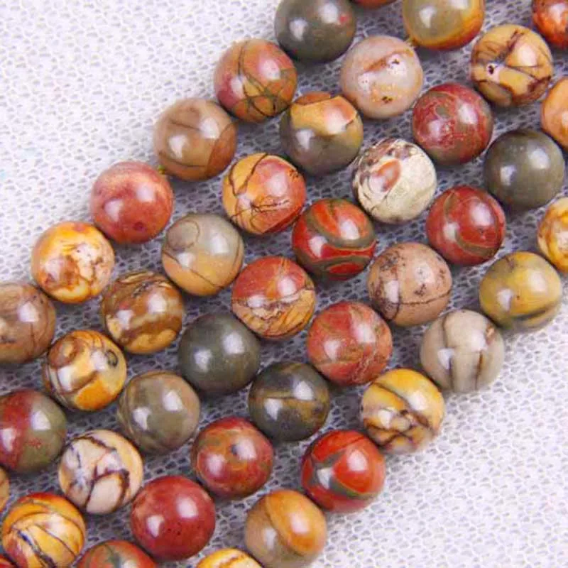 8MM Picasso Jasper Stone Round Loose Beads 15.5 Inch Jewelry For Woman Gift Making A103