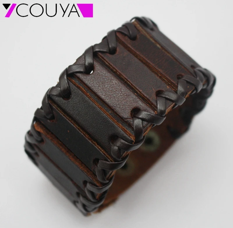 2016 New Unisex Leather Bracelet 39mm Width Charm Bracelets Vintage Jewelry For Women Pulsera Summer Clothing Accessories