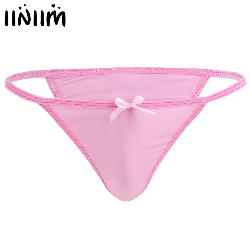 

Men Lingerie Night Sissy Tanga Sexy Panties Bikini Briefs Jockstraps Underwear Underpants with Bowknot T-Back Gay Male Underwear