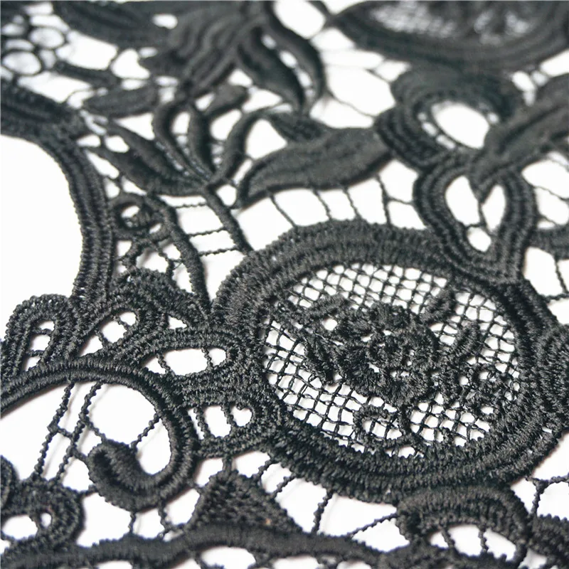 31CM Black Embroidered Skull Collar Appliques Gothic Punk Rock Lace Trims Sew Patch For Wedding Evening Dress DIY