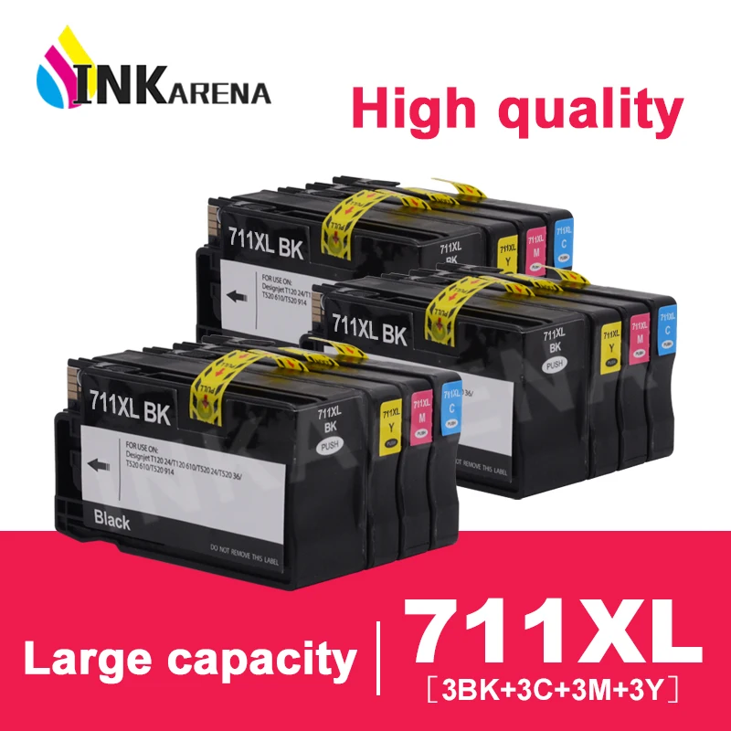 inkarena 711 711xl cartucho de tinta compativel para hp designjet t120 t520 impressora cz133a cz130z cz131a cz132a 711 xl cartuchos 01